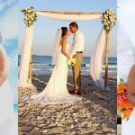 collage of three pictures of bride and groom
