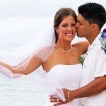 A couple at a beach wedding in Miami